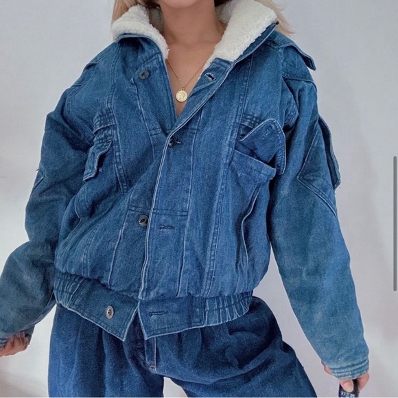 Rare Oversized Vintage Denim Bomber Jacket - Picture 2 of 10